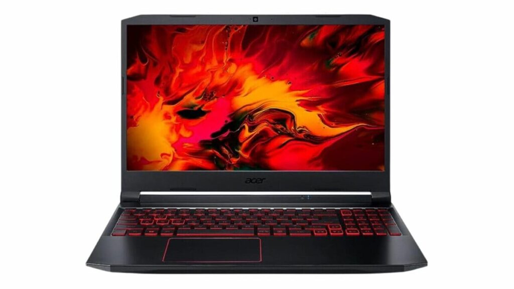 Notebook gamer Acer Nitro 5 – AN515-57-520Y aberto de frente, exibindo a tela inicial.