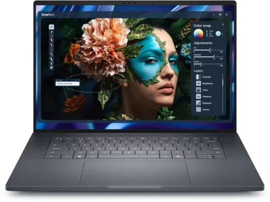 Notebook Dell Pro Precision 7 de 16 polegadas aberto