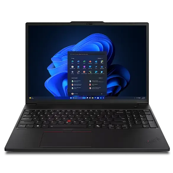 Notebook Lenovo ThinkPad P16s Gen 4 aberto, visto de frente